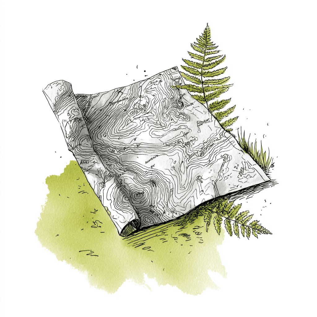 Paper map with contour lines
